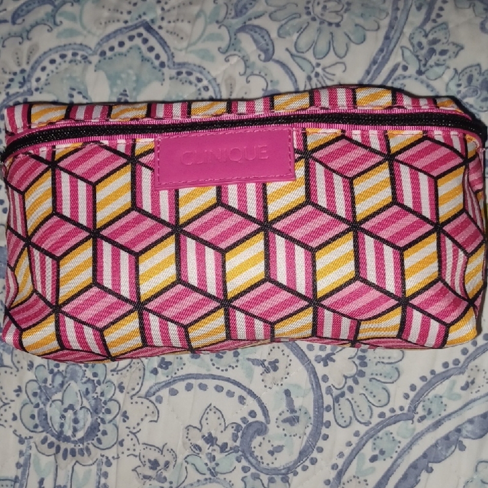 Clinique Geometric Pink Makeup Bag